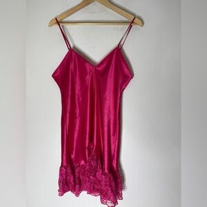 Vintage Featherbed Intimates Pink Slip‎ Lace Detail Nightgown Large